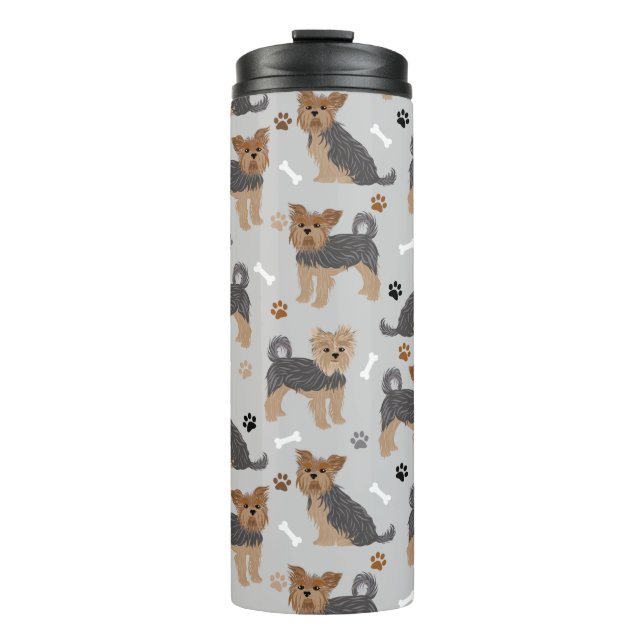Yorkshire Terrier Paws and Bones Yorkie Dog Thermal Tumbler (Front)