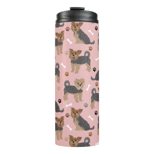 Yorkshire Terrier Paws and Bones Yorkie Dog Thermal Tumbler (Front)