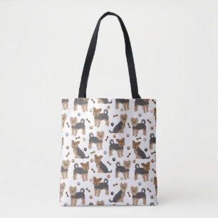 Yorkshire Terrier Paws and Bones Yorkie Dog Tote Bag