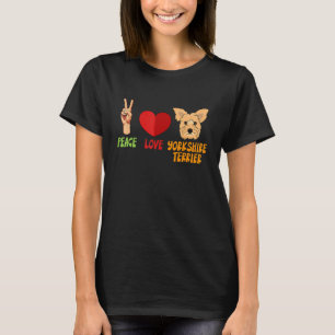 Yorkshire Terrier Peace Love Unity Heart Truce Pet T-Shirt