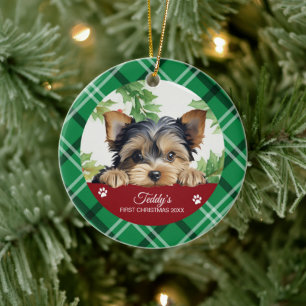 Yorkshire Terrier Personalised First Christmas Ceramic Tree Decoration