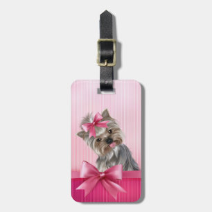 Yorkshire Terrier Pink Princess Yorkie Puppy Dog Luggage Tag