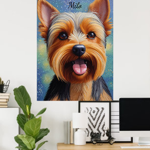 Yorkshire Terrier Pointillism Dog Portrait  Poster
