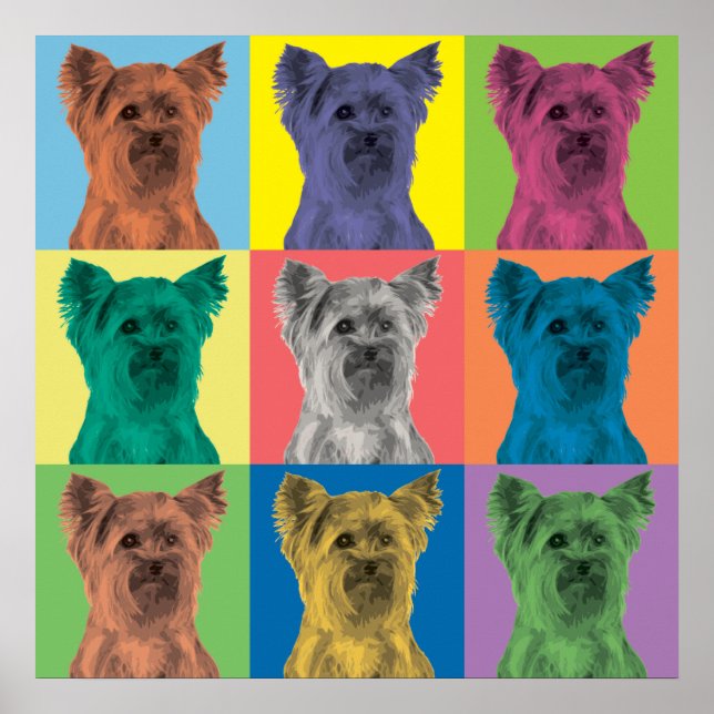 Yorkshire Terrier Pop-Art Ornament Poster (Front)