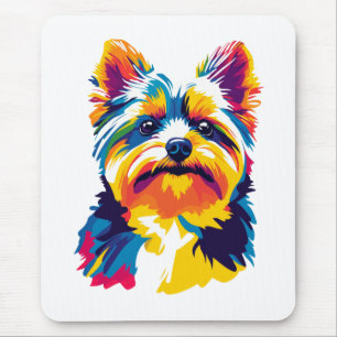 Yorkshire Terrier Portrait Illustration Painting Mouse Mat