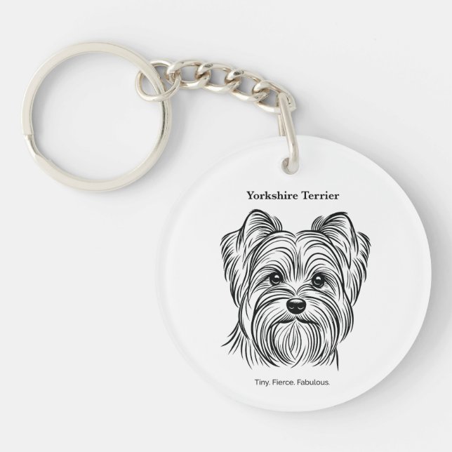Yorkshire Terrier Portrait Key Ring (Front)