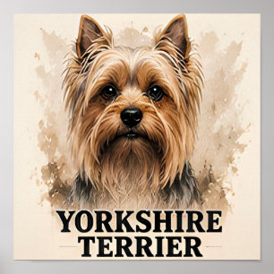 Yorkshire Terrier Premium Dog Portrait Artwork Poster