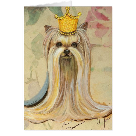 Yorkshire Terrier Princess n Roses Card