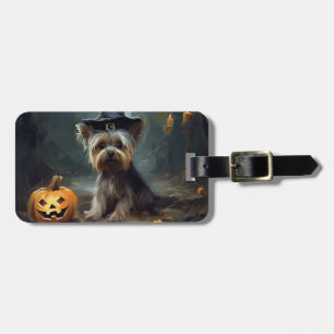 Yorkshire Terrier Pumpkins Halloween Scary  Luggage Tag