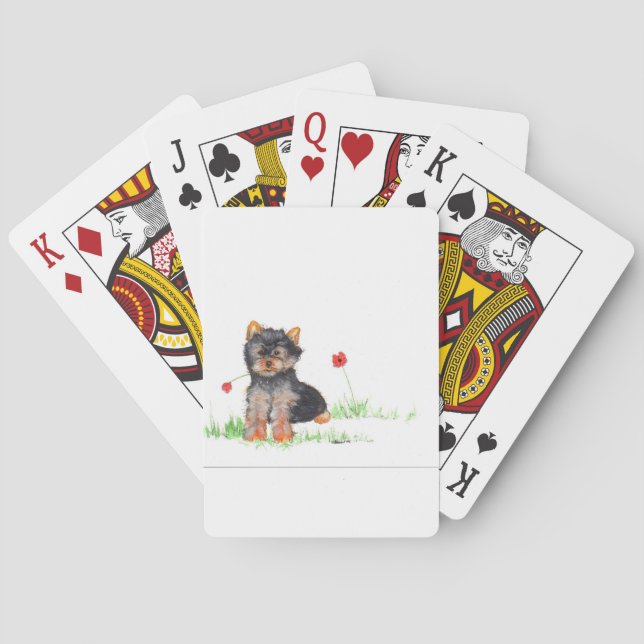 Yorkshire terrier pup playing cards (Back)