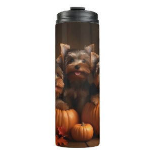 Yorkshire Terrier Puppy Autumn Delight Pumpkin Thermal Tumbler