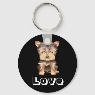 Yorkshire Terrier Puppy Dog Black Key Chain
