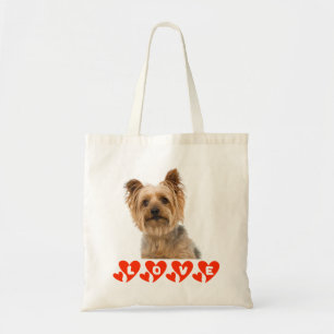 Yorkshire Terrier Puppy Dog Red Heart Love Tote Bag