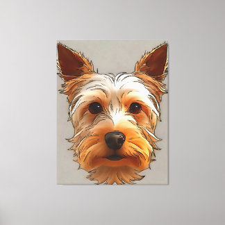 Yorkshire Terrier Puppy Head Portrait Canvas Print