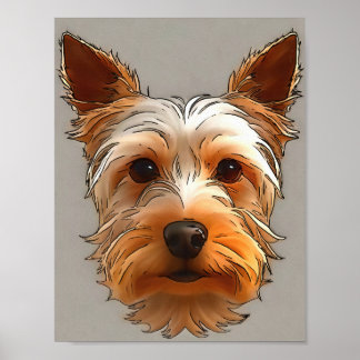 Yorkshire Terrier Puppy Head Portrait  Poster