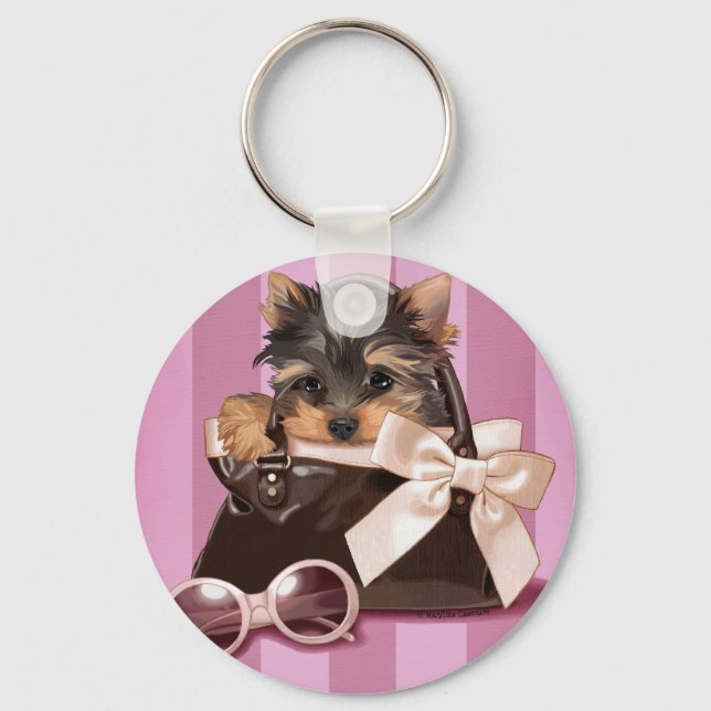Yorkshire Terrier Puppy Key Ring (Front)