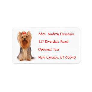 Yorkshire Terrier Puppy Name Address Mailing Label