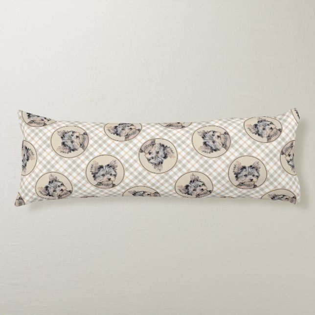 Yorkshire Terrier Puppy Painting Original Dog Art Body Cushion (Front)