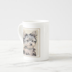 Yorkshire Terrier Puppy Painting Original Dog Art Bone China Mug
