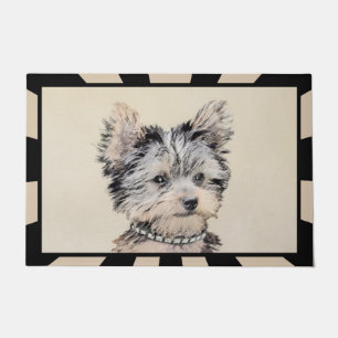 Yorkshire Terrier Puppy Painting Original Dog Art Doormat