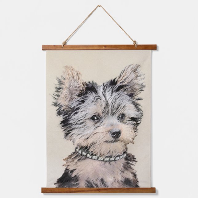 Yorkshire Terrier Puppy Painting Original Dog Art Hanging Tapestry (Front)