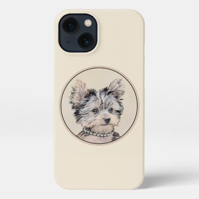 Yorkshire Terrier Puppy Painting Original Dog Art iPhone Case (Back)