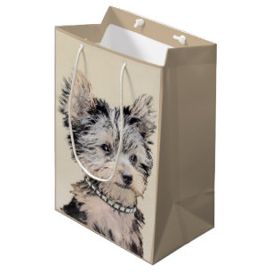 Yorkshire Terrier Puppy Painting Original Dog Art Medium Gift Bag