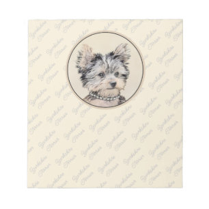Yorkshire Terrier Puppy Painting Original Dog Art Notepad