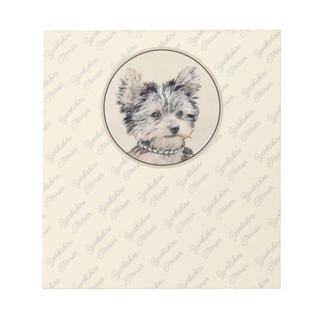 Yorkshire Terrier Puppy Painting Original Dog Art Notepad (Front)