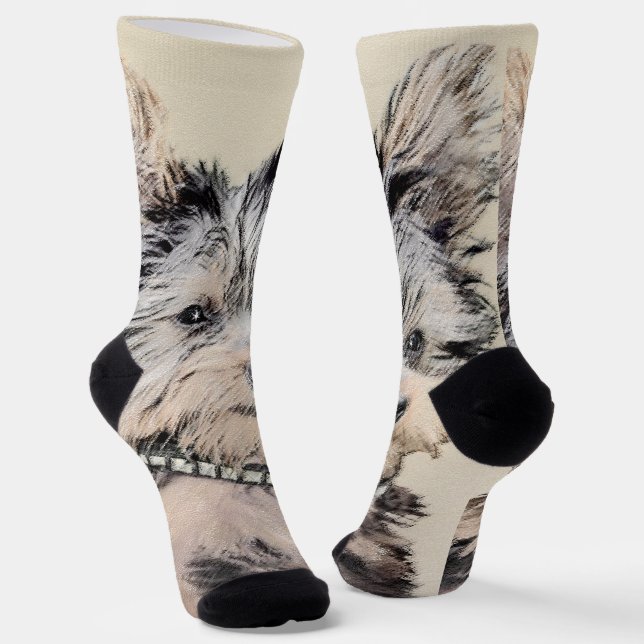Yorkshire Terrier Puppy Painting Original Dog Art Socks (Angled)