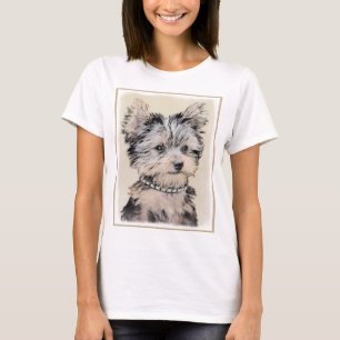 Yorkshire Terrier Puppy Painting Original Dog Art T-Shirt