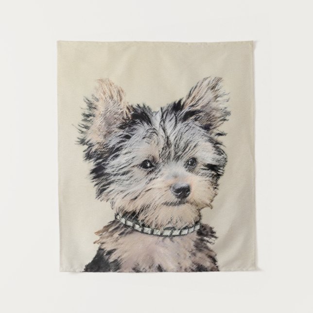 Yorkshire Terrier Puppy Painting Original Dog Art Tapestry (Front)
