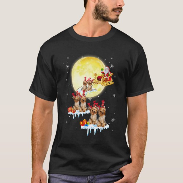 Yorkshire Terrier Reindeer Santa Claus Christmas X T-Shirt (Front)