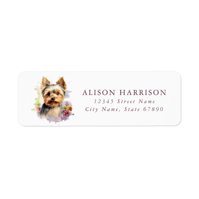 Yorkshire Terrier Return Address Labels (Front)