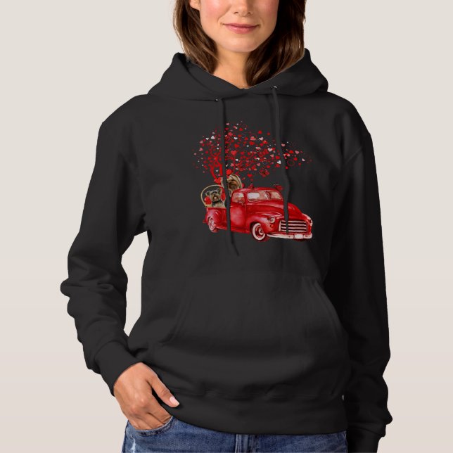Yorkshire Terrier Riding Truck Valentine Butterfly Hoodie (Front)