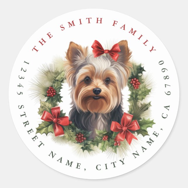 Yorkshire Terrier Round Stickers (Front)