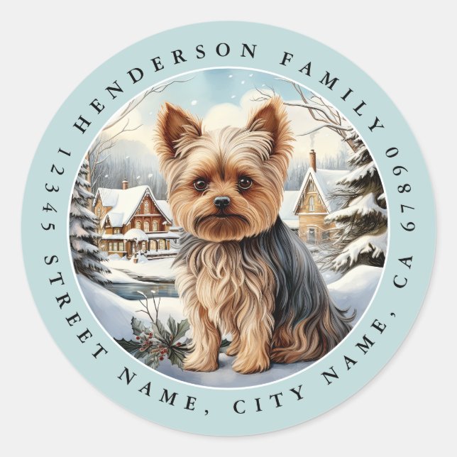 Yorkshire Terrier Round Stickers (Front)