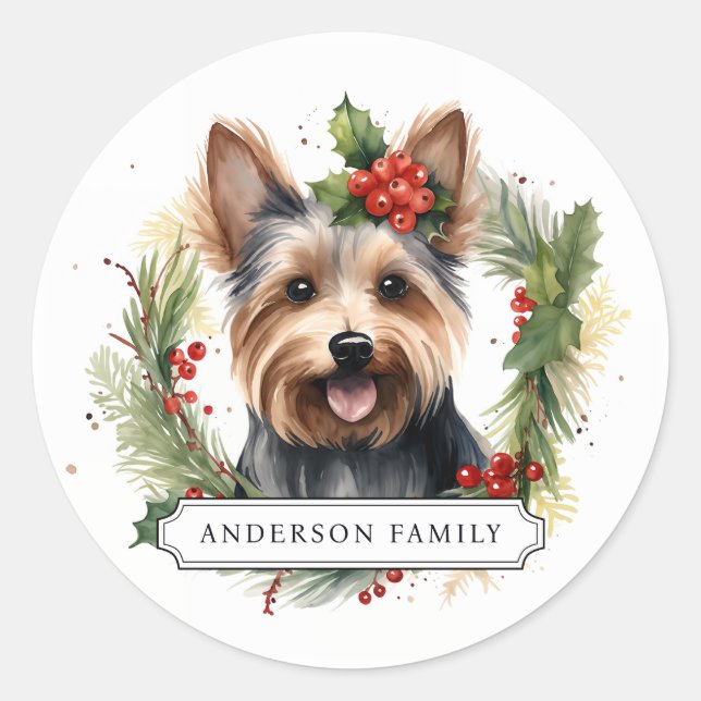 Yorkshire Terrier Round Stickers (Front)