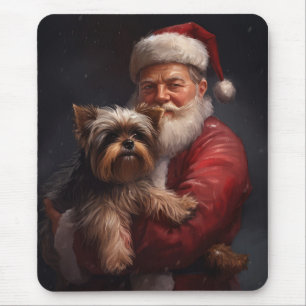 Yorkshire Terrier Santa Claus Festive Christmas Mouse Mat