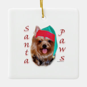 Yorkshire Terrier Santa Paws Ceramic Ornament
