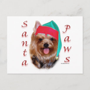 Yorkshire Terrier Santa Paws Holiday Postcard