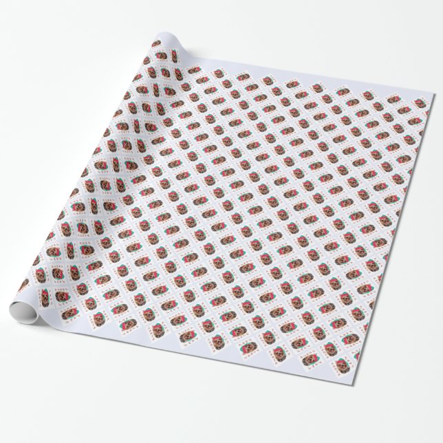 Yorkshire Terrier Santa Paws Wrapping Paper (Unrolled)