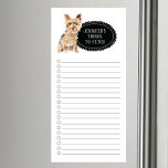 Yorkshire Terrier Shopping List Magnetic Notepad<br><div class="desc">Adorable things to fetch Yorkshire Terrier dog with a black chalkboard frame personalised with your name.</div>