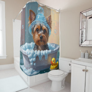 Yorkshire Terrier Sloppy Sleepy Cute Funny Shower Curtain