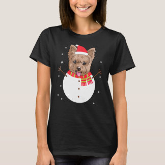 Yorkshire Terrier Snowman Christmas Gif T-Shirt