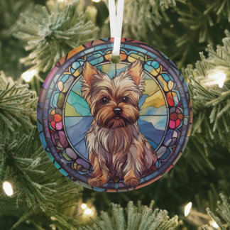 Yorkshire Terrier Stained Glass Tree Decoration