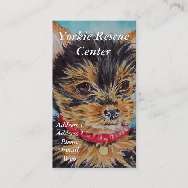 Yorkshire Terrier Themed Business Card Template (Front)