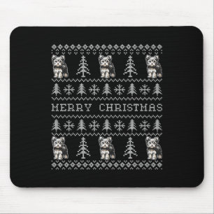 Yorkshire Terrier Ugly Christmas Sweater Funny Dog Mouse Mat