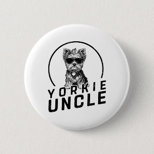 Yorkshire Terrier Uncle Gifts Funny Dog Owners Gra 6 Cm Round Badge