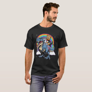  Yorkshire Terrier Unicorn Riding on T rex Dino T-Shirt